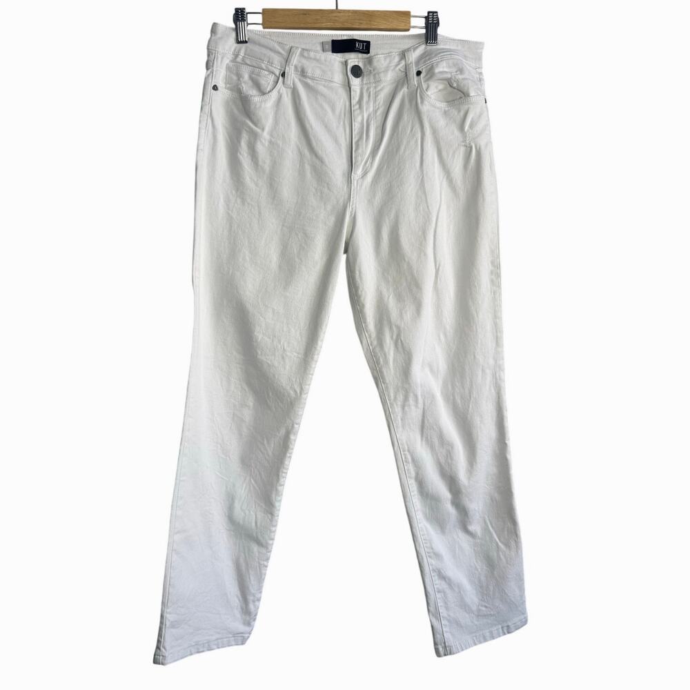 KUT from the Kloth White Distressed Straight Leg Jeans Size 12